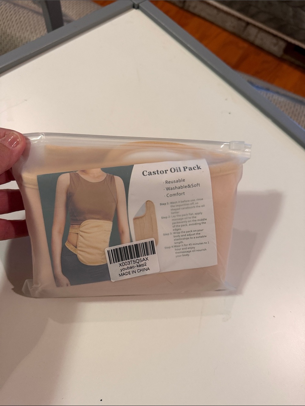 Beige Castor Oil Pack Wrap for Women - Reusable Comfort